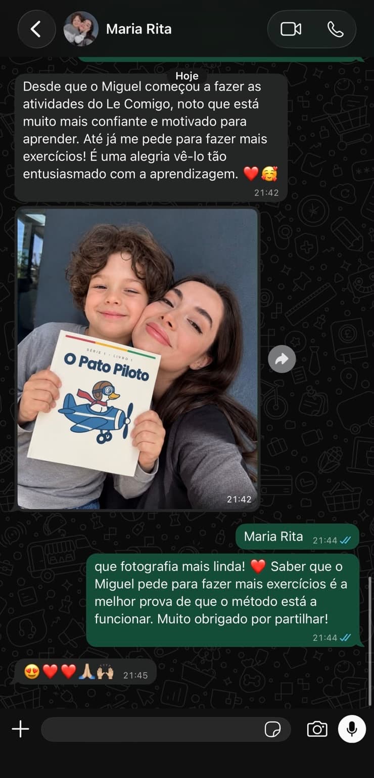 Testemunho da Maria Rita sobre o Miguel a usar o Lê Comigo