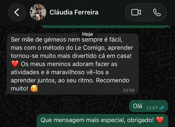 Testemunho da Cláudia Ferreira sobre os gémeos a usar o Lê Comigo