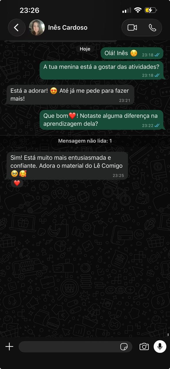 Testemunho da Inês Cardoso sobre a filha a usar o Lê Comigo