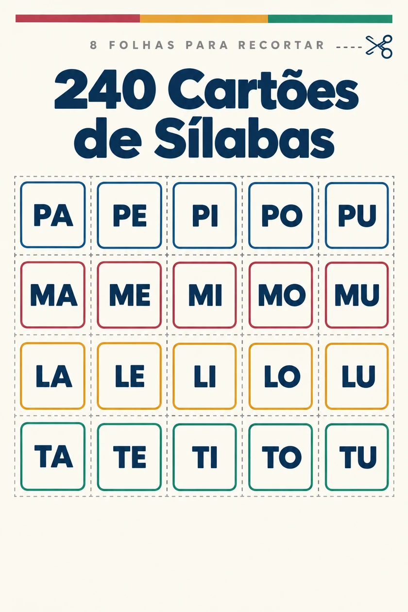 Folha de cartões de sílabas para recortar