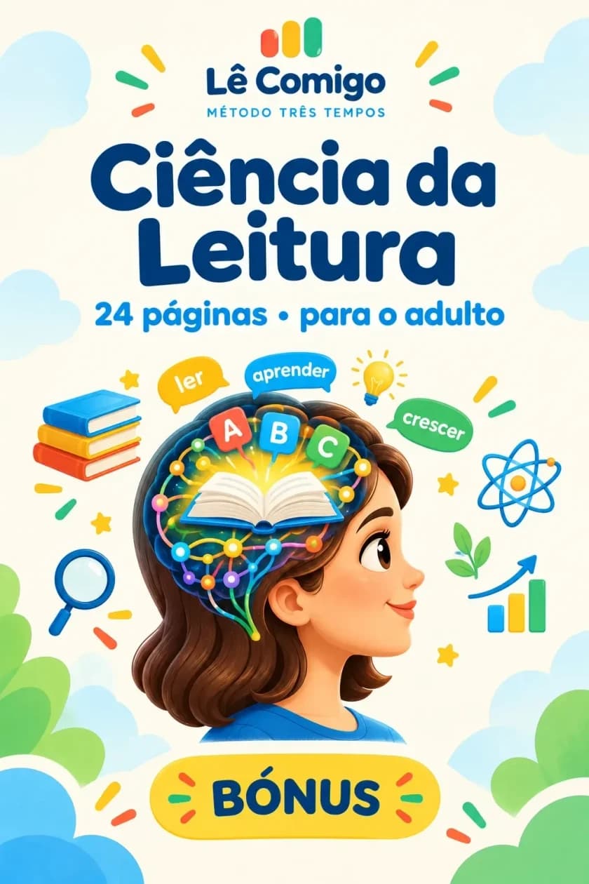 Capa do livro Ciência da Leitura, com o perfil de uma mulher e o cérebro a acender-se